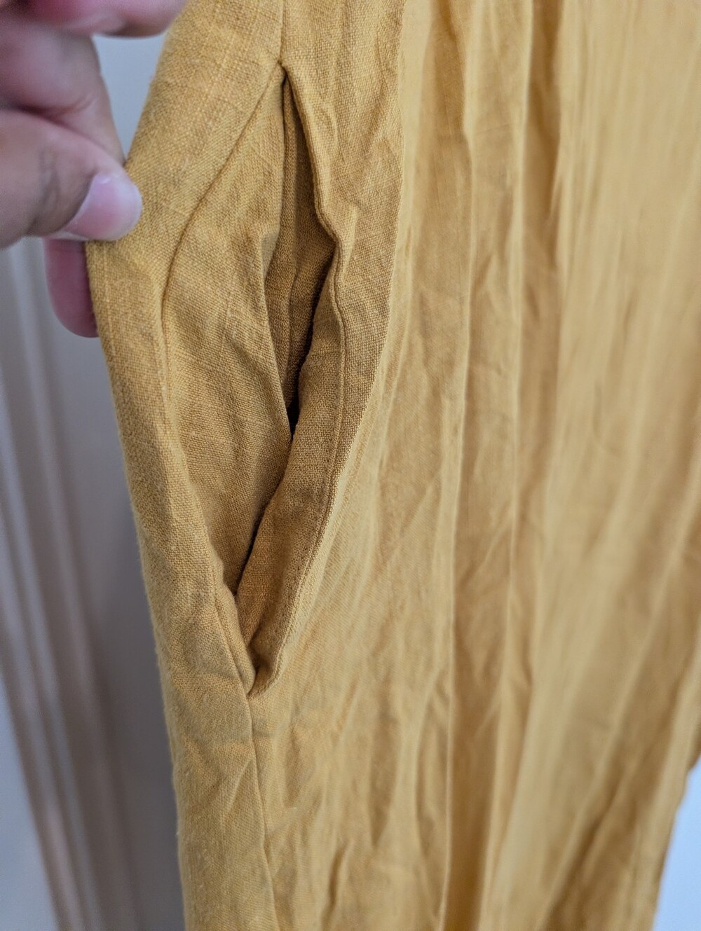 Mustard Linen-blend Shift Dress - Picture 10 of 10